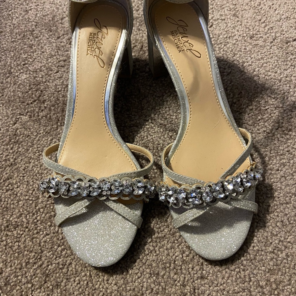 Badgley Mischka Glittering Silver Heels